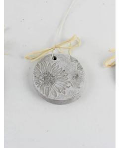 Medaillon "Sonnenblume", mittel, grau, Zementguss