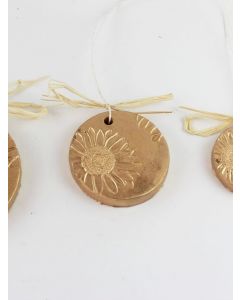 Medaillon "Sonnenblume", mittel, gold, Zementguss